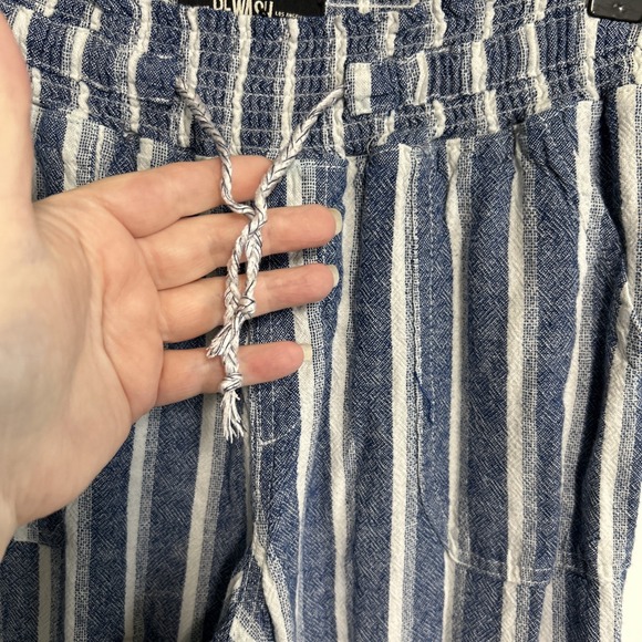Rewash Linen Blend Women's Large Striped Pull On Pants‎ Drawstring Beachy Boho - Picture 4 of 16